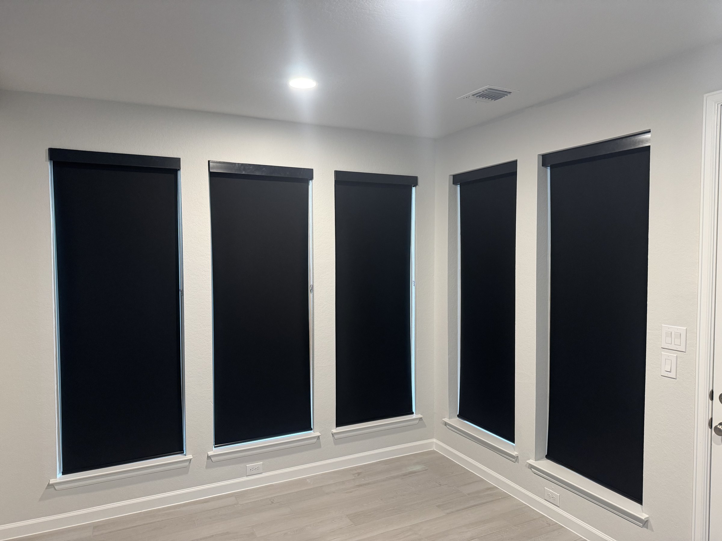 Blackout shades in a flex room