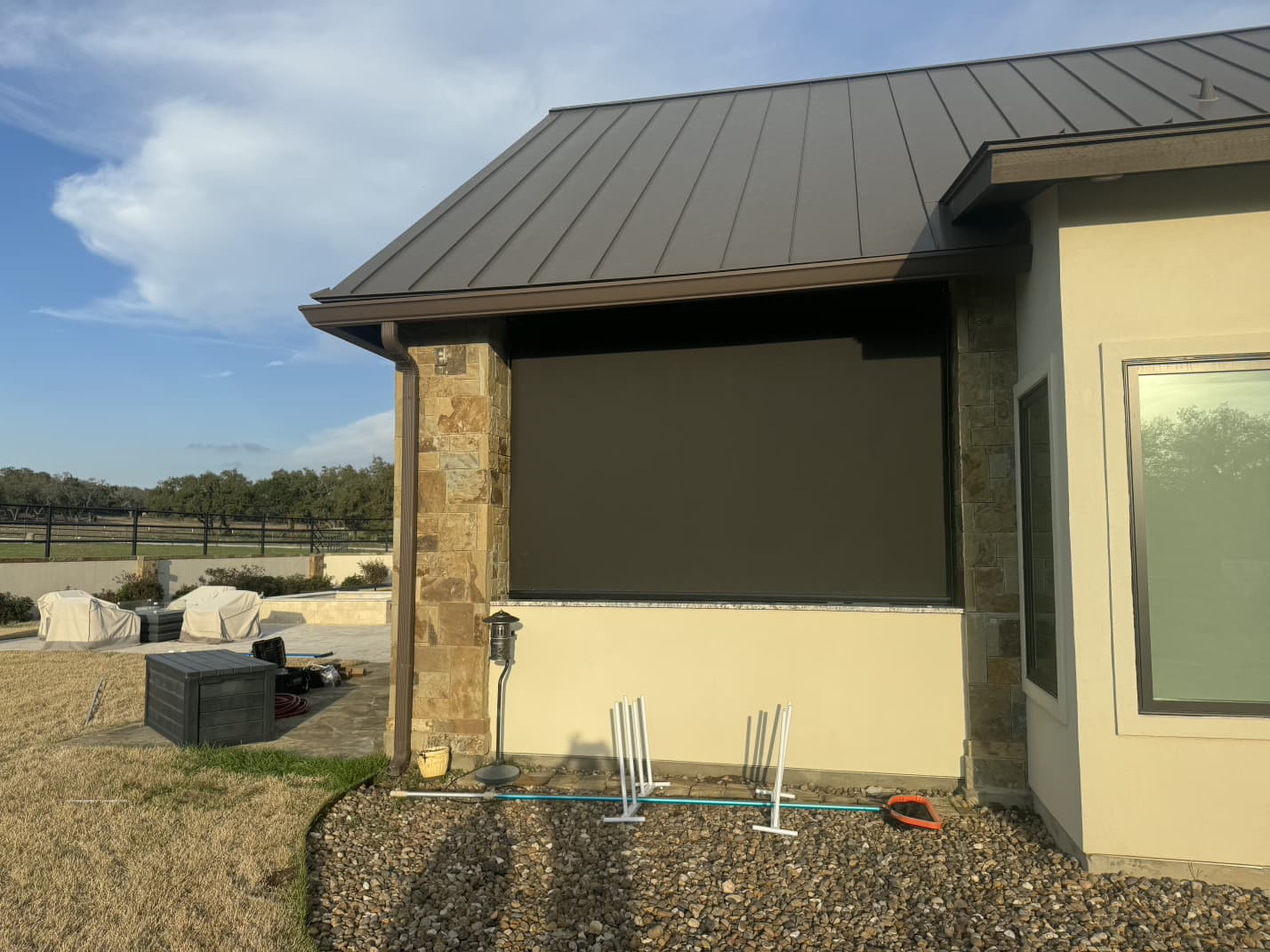 Brown solar screen on a facade