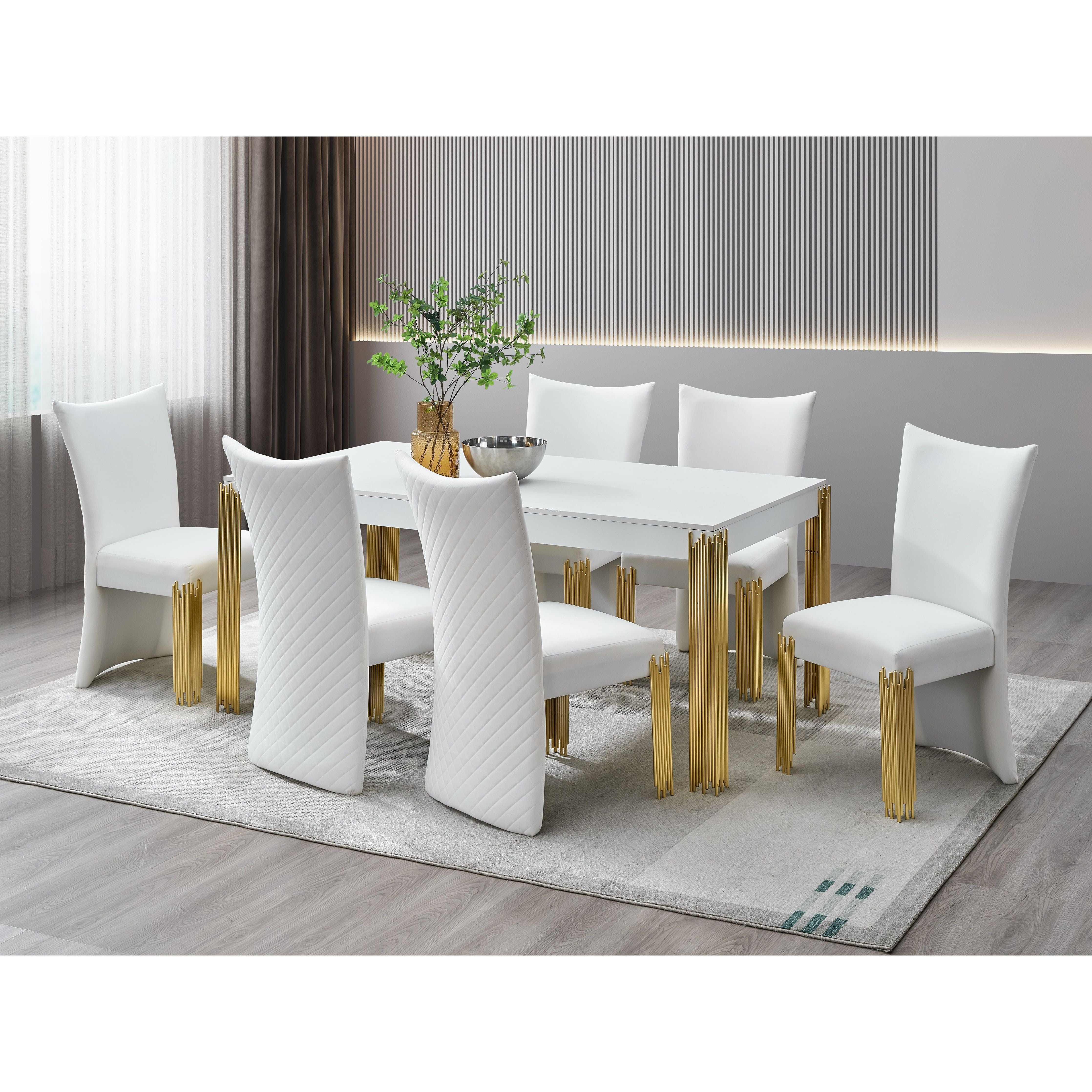 White and gold glam New Era dining room
